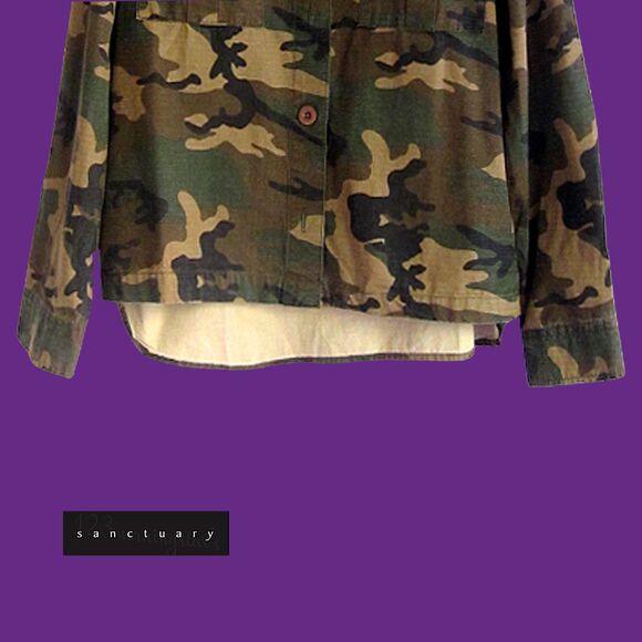 SANCTUARY NEW Skater RIP STOP CAMO Backtail Jacket M - Picture 7 of 11
